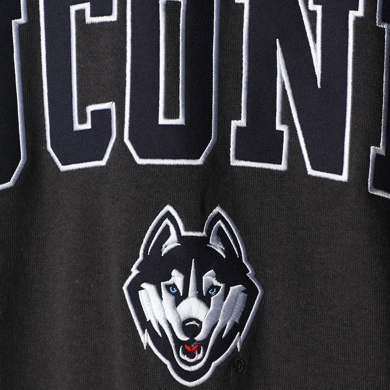 Colosseum Charcoal UConn Huskies Arch & Logo Sweat-shirt à col rond pour homme