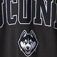Colosseum Charcoal UConn Huskies Arch & Logo Sweat-shirt à col rond pour homme