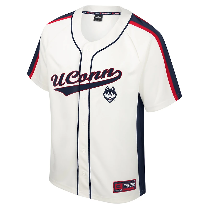 Men's Colosseum Cream UConn Huskies Ruth Button-Up Baseball Jersey