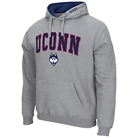 Sweat à capuche UConn Huskies Arch & Logo 3.0 Colosseum gris chiné pour homme