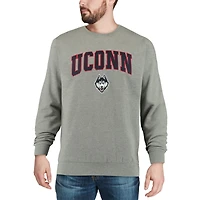 Men's Colosseum Heather Gray UConn Huskies Arch & Logo Crew Neck Sweatshirt