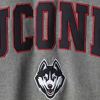 Men's Colosseum Heather Gray UConn Huskies Arch & Logo Crew Neck Sweatshirt