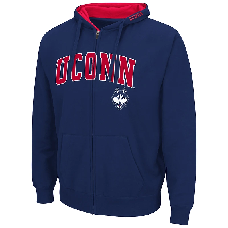 Men's Colosseum Navy UConn Huskies Arch & Logo 3.0 Full-Zip Hoodie
