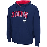 Men's Colosseum Navy UConn Huskies Arch & Logo 3.0 Full-Zip Hoodie