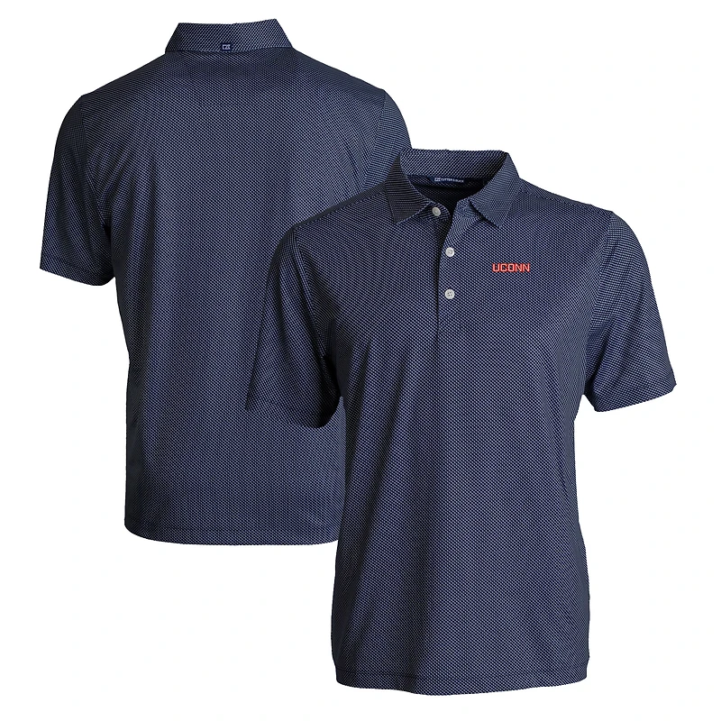 Polo extensible recyclé à imprimé Pike Eco Symmetry pour homme, noir/blanc, Cutter & Buck, SMU Mustangs