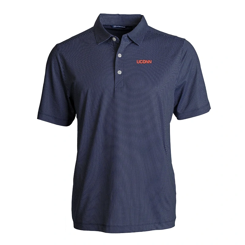 Polo extensible recyclé à imprimé Pike Eco Symmetry pour homme, noir/blanc, Cutter & Buck, SMU Mustangs