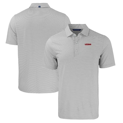 Polo extensible recyclé à double rayure Forge Eco pour homme, gris/blanc, des Huskies de l'UConn, taille grande et