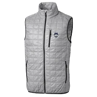 Gilet matelassé entièrement zippé Rainier PrimaLoft Eco pour homme, gris Cutter & Buck, UConn Huskies, taille grande et