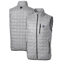 Gilet matelassé entièrement zippé Rainier PrimaLoft Eco pour homme, gris Cutter & Buck, UConn Huskies, taille grande et