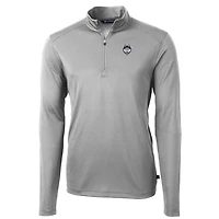 Pull-over à col zippé Cutter & Buck Gray UConn Huskies pour homme, grandes tailles, en piqué écologique recyclé Virtue.
