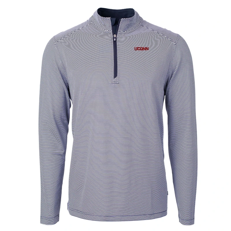 Pull-over zippé recyclé à micro-rayures et piqué écologique Virtue pour homme, bleu marine/blanc, UConn Huskies, taille grande