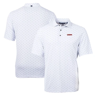 Polo recyclé à imprimé carreaux et piqué écologique pour homme, blanc, Cutter & Buck, UConn Huskies, taille grande