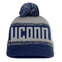 Bonnet en tricot à revers Thrive Fanatics bleu marine/gris pour homme, avec pompon, UConn Huskies