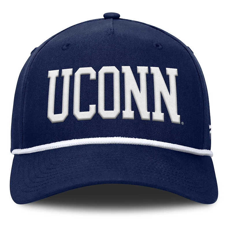 Casquette ajustable Fanatics bleu marine UConn Huskies avec corde de balle de faute