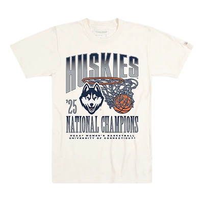 T-shirt tri-blend Homefield Natural UConn Huskies pour homme, champion national de basketball féminin NCAA 2025