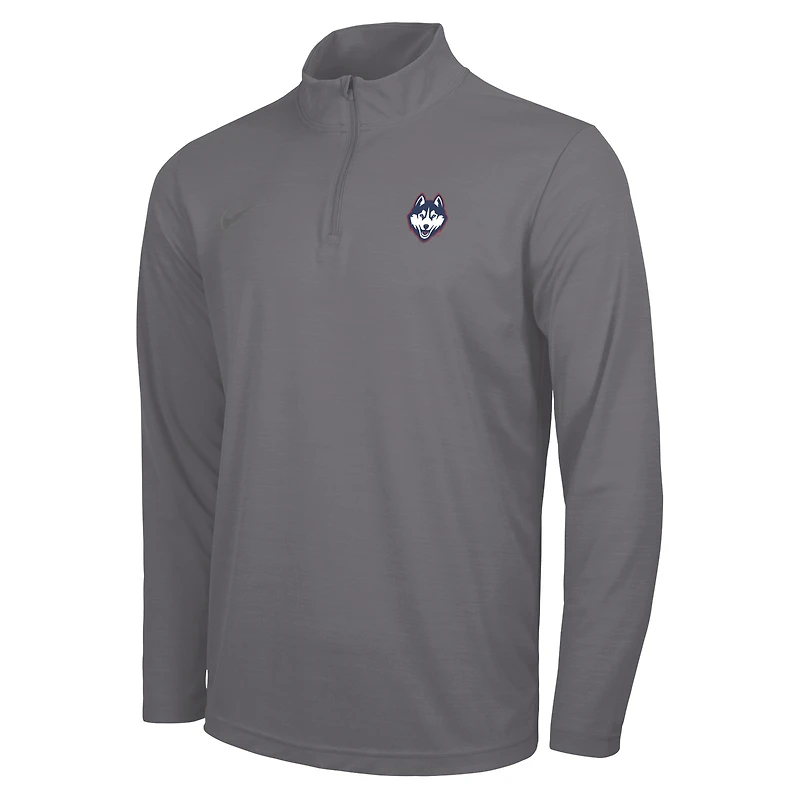 Pull Nike UConn Huskies Intensity Performance à quart de zip gris pour homme