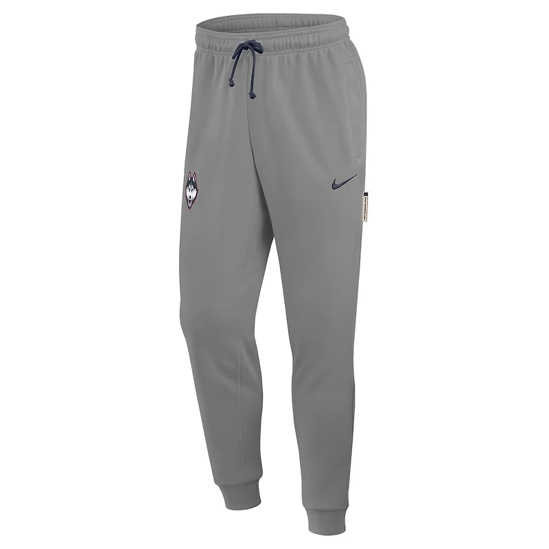 Pantalon de survêtement Nike Heather Gray UConn Huskies Basketball Practice Dri-FIT Taper pour homme