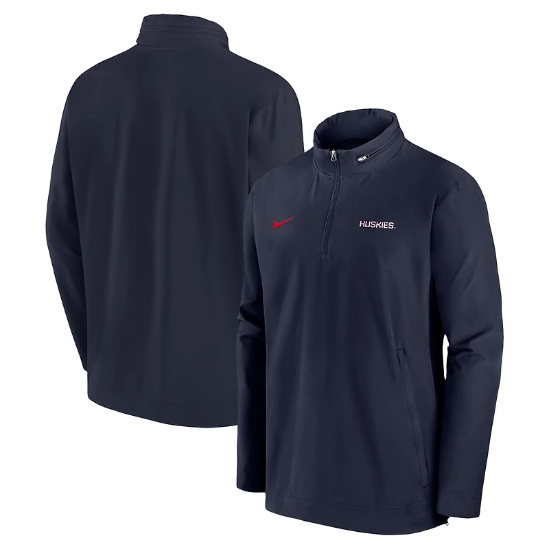 Veste à capuche zippée Nike UConn Huskies 2024 Sideline Coach pour homme Bleu marine