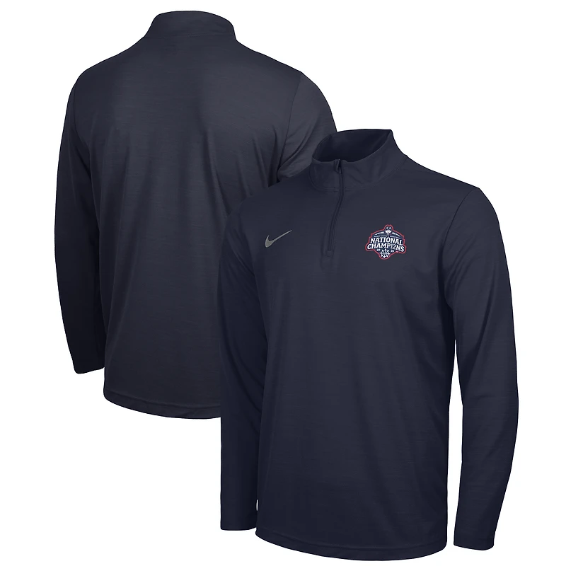 Pull Nike bleu marine UConn Huskies pour homme, champion national de basketball féminin NCAA 2025, Intensity, à quart zip