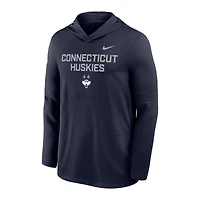 Men's Nike Navy UConn Huskies 2025 Sideline Dri-FIT Long Sleeve Hoodie T-Shirt