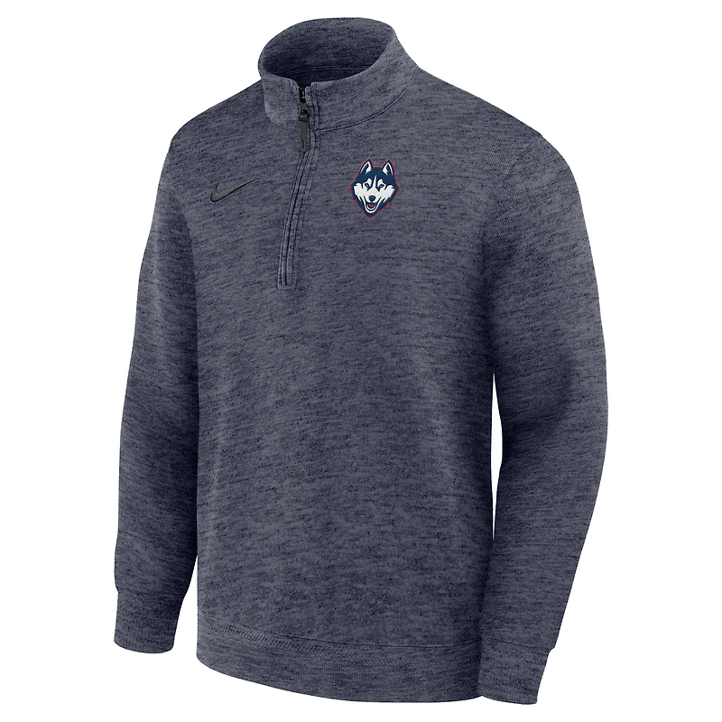Pull-over Nike bleu marine UConn Huskies Coaches Dri-FIT à demi-zip pour homme