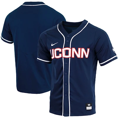 Maillot de baseball Nike UConn Huskies Replica pour homme, bleu marine, boutonné sur toute la longueur