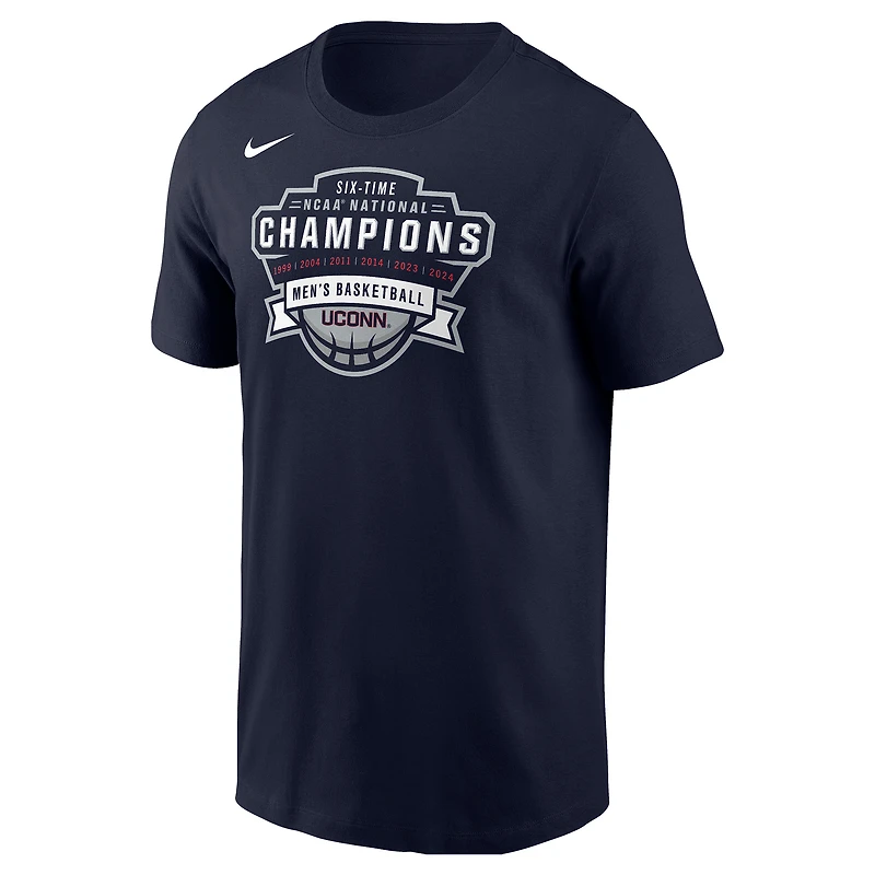 T-shirt de basketball Nike bleu marine pour homme, six fois champion national NCAA des Huskies l'UConn