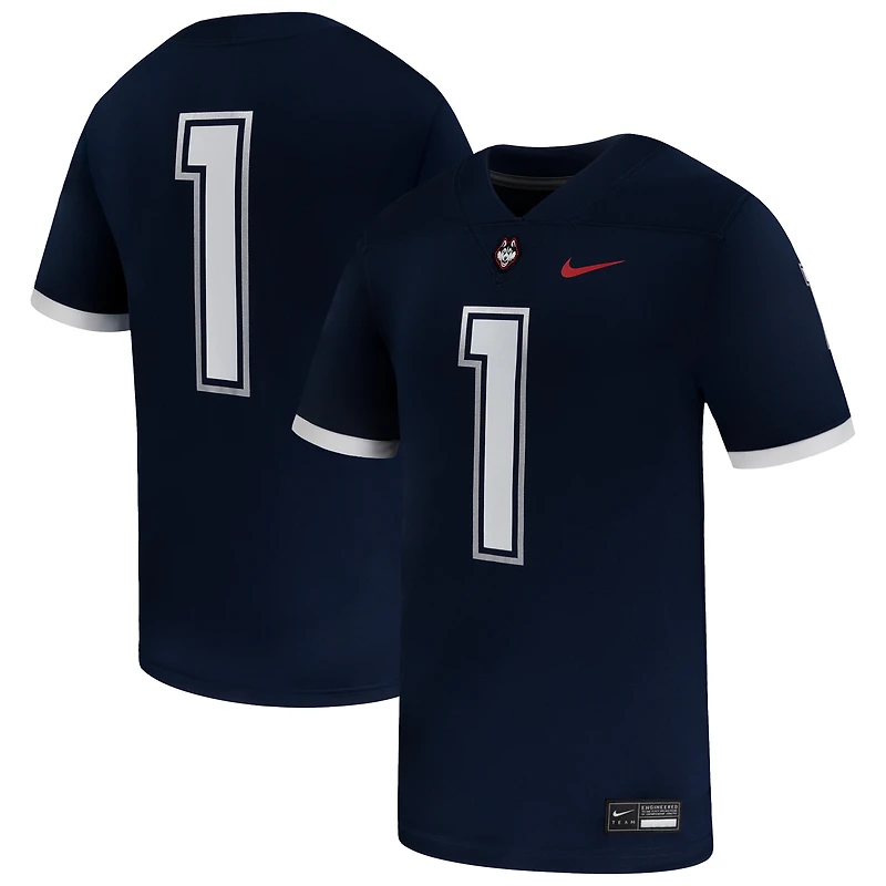 Men's Nike #1 Navy UConn Huskies  Game Football Jersey