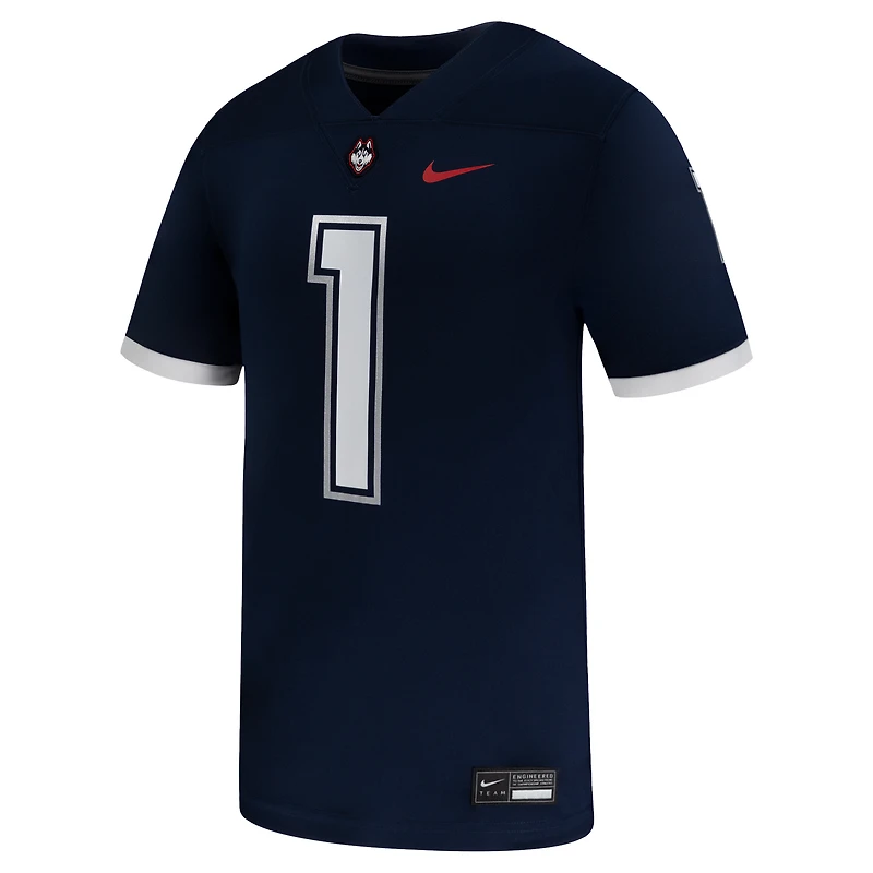 Men's Nike #1 Navy UConn Huskies  Game Football Jersey