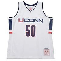 Maillot réplique pour homme UConn Huskies Emeka Okafor Mitchell & Ness blanc 2001/02 Swingman