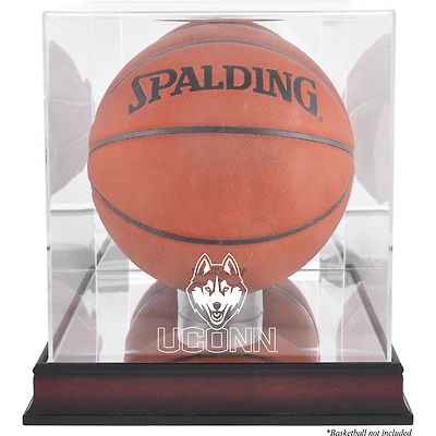Vitrine de basket-ball en acajou avec finition antique et miroir pour les Huskies de l'UConn