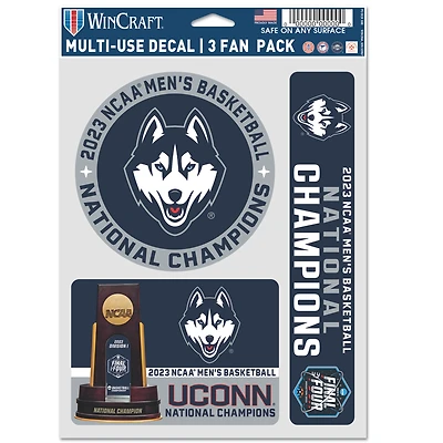 WinCraft  UConn Huskies 2023 NCAA Men's Basketball National Champions Three-Pack Fan Decal Set