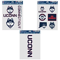 Lot de trois autocollants pour supporters des Huskies de l'UConn de WinCraft