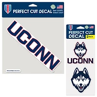 Lot de trois autocollants WinCraft UConn Huskies Perfect Cut