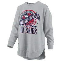 Women's Pressbox  Gray UConn Huskies 2025 WBB National Champions Melange Poncho Pullover Sweatshirt