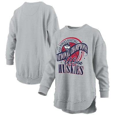 Women's Pressbox  Gray UConn Huskies 2025 WBB National Champions Melange Poncho Pullover Sweatshirt