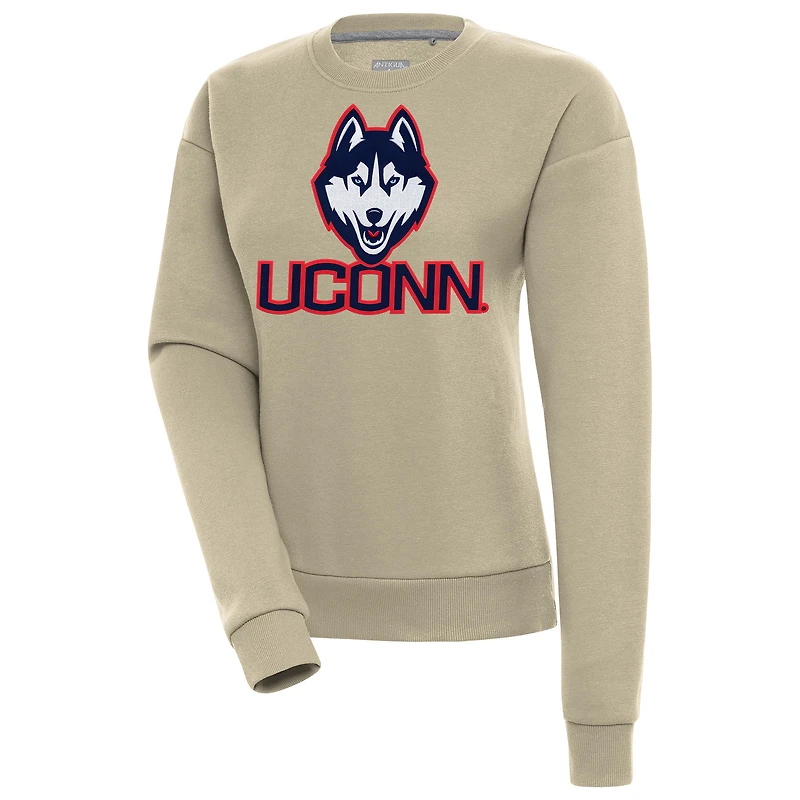 Women's Antigua  Khaki UConn Huskies Victory Pullover Sweatshirt