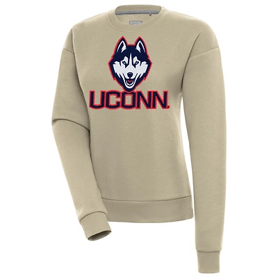 Women's Antigua  Khaki UConn Huskies Victory Pullover Sweatshirt