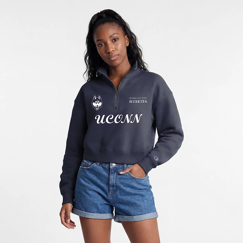 Pull à col zippé Champion Navy UConn Huskies Academic Triumph pour femmes