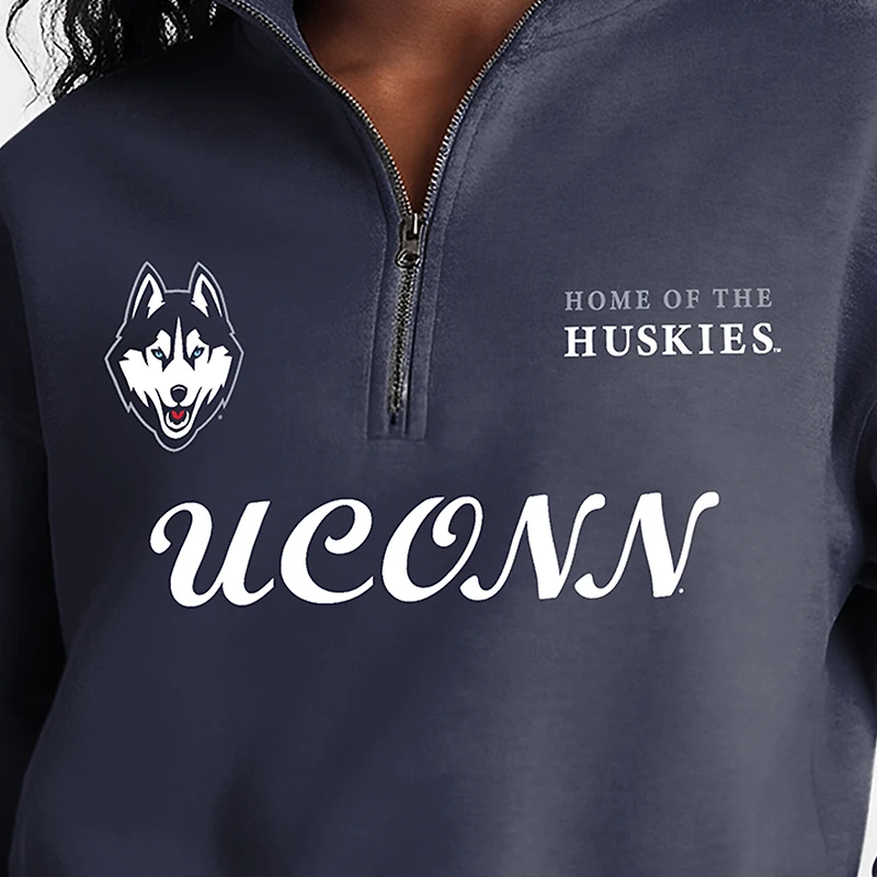 Pull à col zippé Champion Navy UConn Huskies Academic Triumph pour femmes