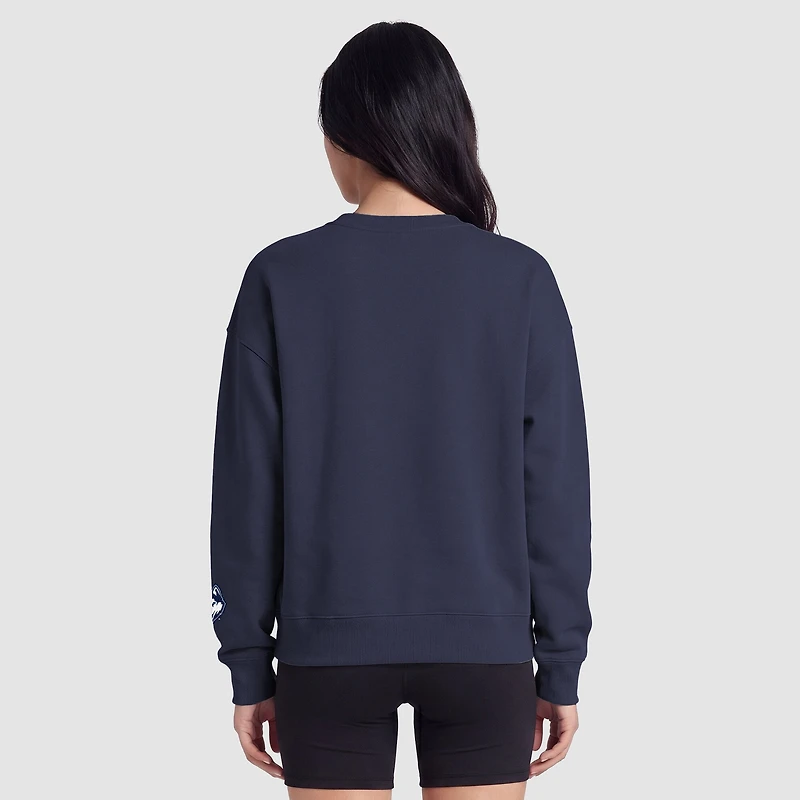 Sweat-shirt polaire à col rond Champion bleu marine UConn Huskies pour femmes
