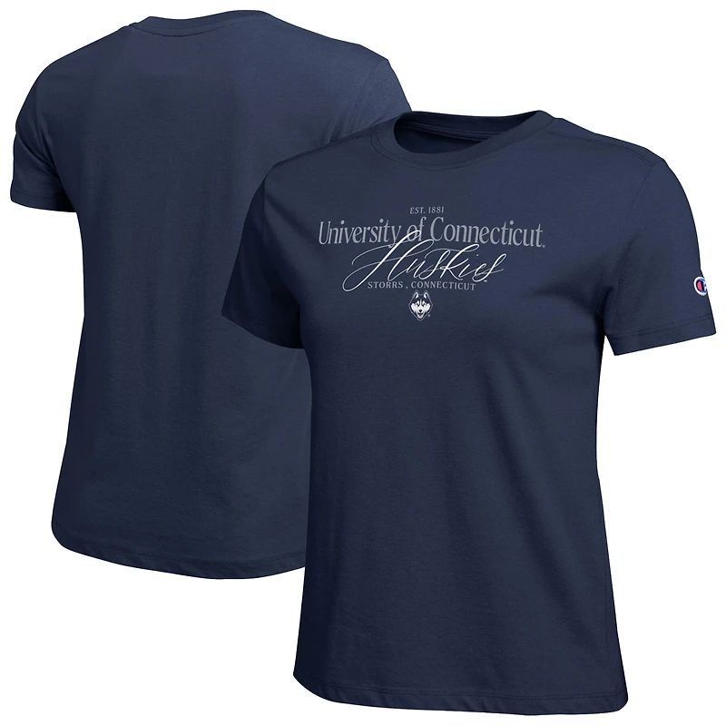 T-shirt de style vie Champion Navy UConn Huskies pour femmes
