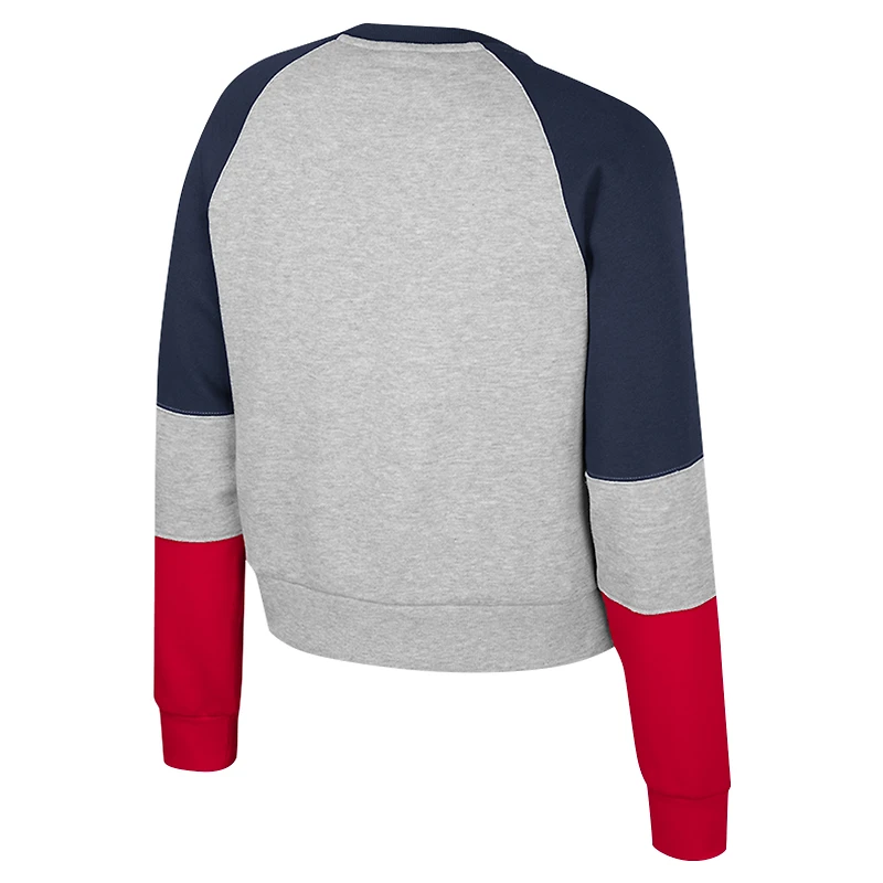 Women's Colosseum Heather Gray UConn Huskies Katinka Rhinestone Scoop Neck Pullover Sweatshirt
