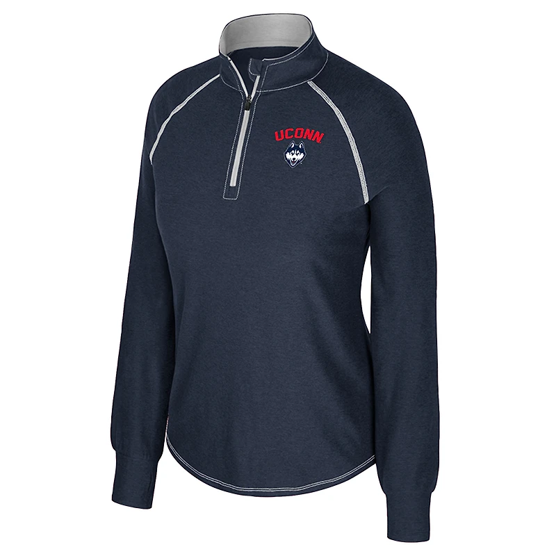 Haut Bikram raglan à fermeture éclair quart de tour pour femme Colosseum Navy UConn Huskies