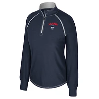 Haut Bikram raglan à fermeture éclair quart de tour pour femme Colosseum Navy UConn Huskies