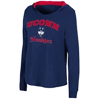 Colosseum Navy UConn Huskies Catalina Sweat à capuche T-shirt manches longues pour femme
