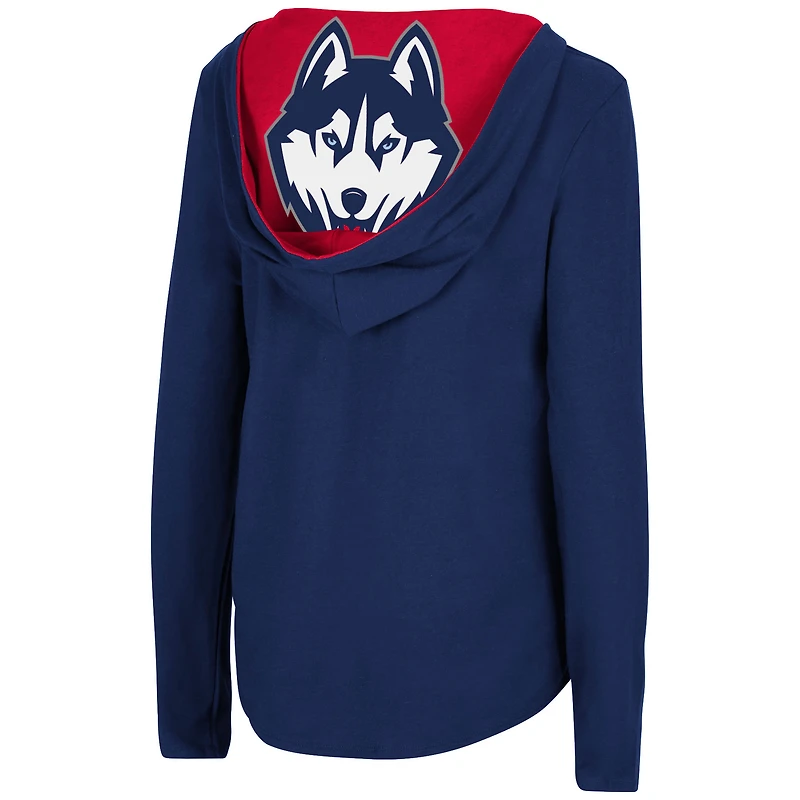 Colosseum Navy UConn Huskies Catalina Sweat à capuche T-shirt manches longues pour femme