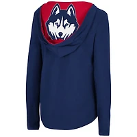 Colosseum Navy UConn Huskies Catalina Sweat à capuche T-shirt manches longues pour femme