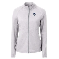 Veste zippée intégrale recyclée en tricot écologique Adapt pour femme Cutter & Buck Heather Grey des Huskies de l'UConn