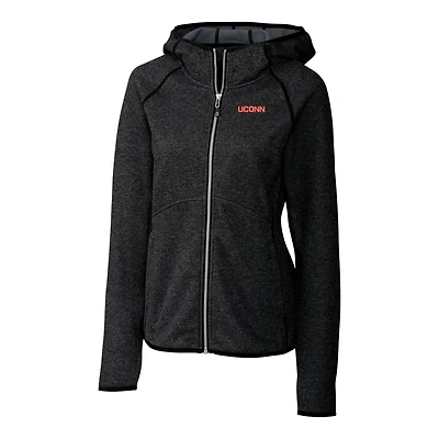 Veste à capuche zippée intégrale pour femme Cutter & Buck Heathered Anthracite UConn Huskies Wordmark Mainsail